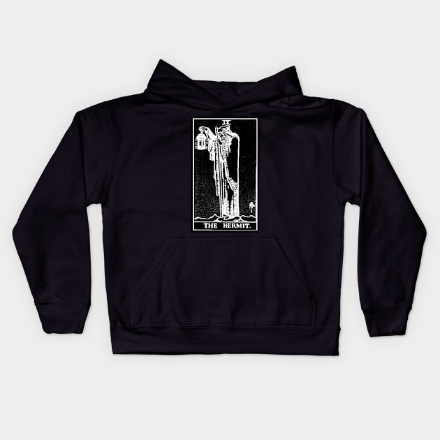 IX. The Hermit Tarot Card | Obsidian and Pearl Kids Hoodie by wildtribe